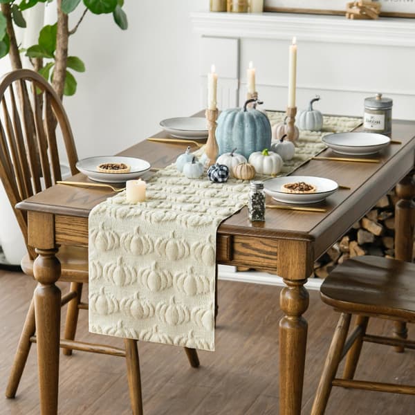 Fuskpäls Pumpa Löpare Benvit 33x183 - Höst Bordsdekoration Beige