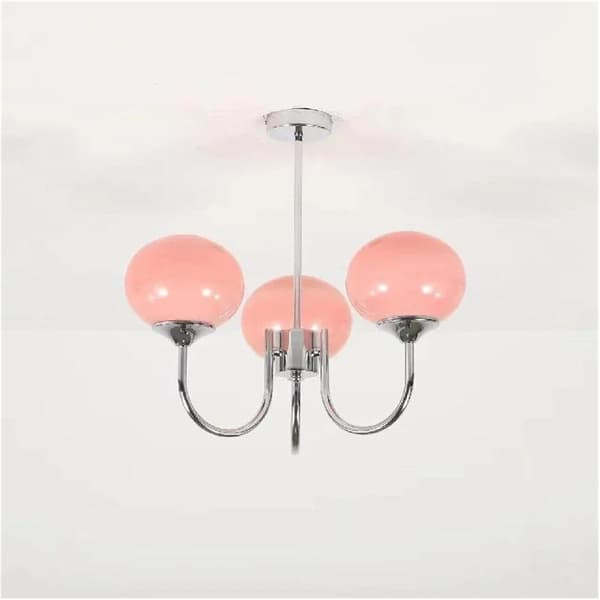 3-lys glasglobus lysekrone - Vintage pendel til pigeværelse, lyserøde varme pærer - B 3-head pink - warm light-B