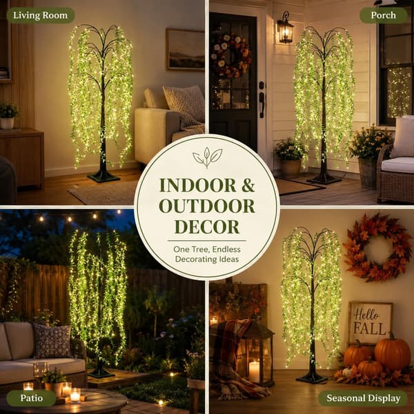LED Willow Tree Floor Lamp with Luminous Branches, Warm White USB Lighting, 1.2/1.5/1.8 m, Decorative for Home and Party 1.8m