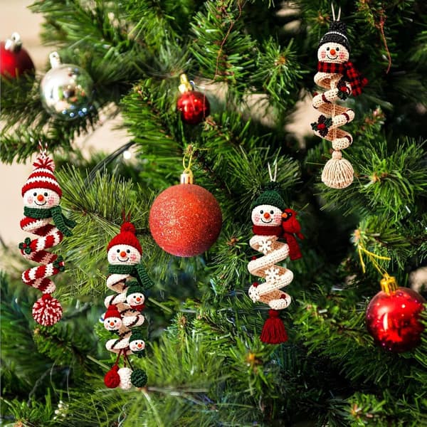 4-pack Crochet Kit Snowman Spiral DIY - 3D Pendant Christmas, Style 2 Style 22