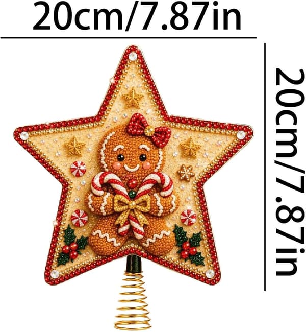 Diamantmaling juletrestjerne juletretopp – DIY for voksne, pepperkake Style 3