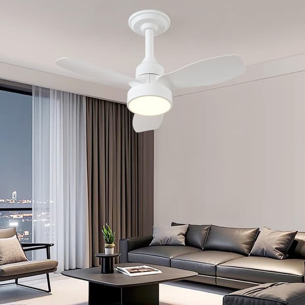 62 cm lavprofil loftventilatorlampe - fjernbetjent dæmpbar, 3 farvetemperaturer - sort White