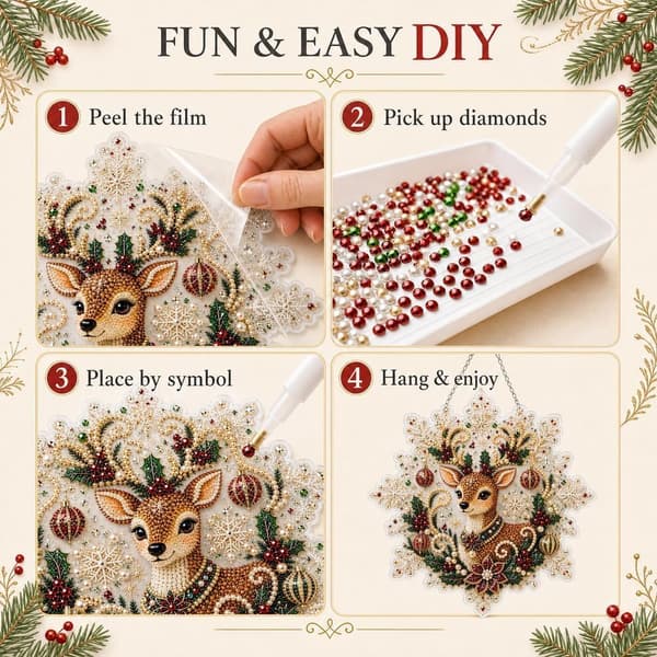 Jule diamantmaling 5D sæt S9 - DIY krystal hængende ornament håndværk Style 9