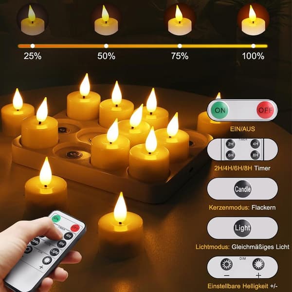 Flameless Rechargeable LED Candle with Magnetic Charging and Realistic Flame Effect, Decoration Light for Weddings and Home USB-C Remote