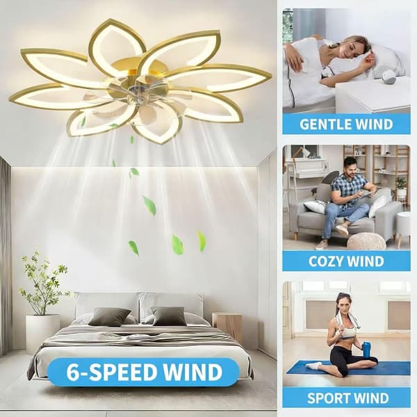 Dimmbar LED Takvifte, Ø90cm, 3 Lysfarger, Fjernkontroll & Appstyring, 6 Hastigheter, Timer Gold