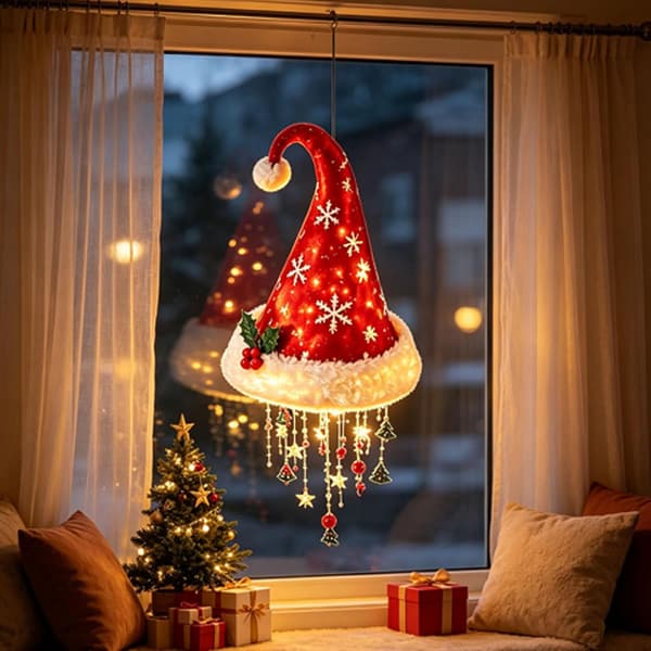 Julemandshue plys LED 2 stk. – varmt lys, stil D Style 10