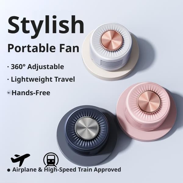 2-pak bærbar clip-on ventilator, USB genopladelig mini bladløs ventilator til rejser, kontor og hjem White