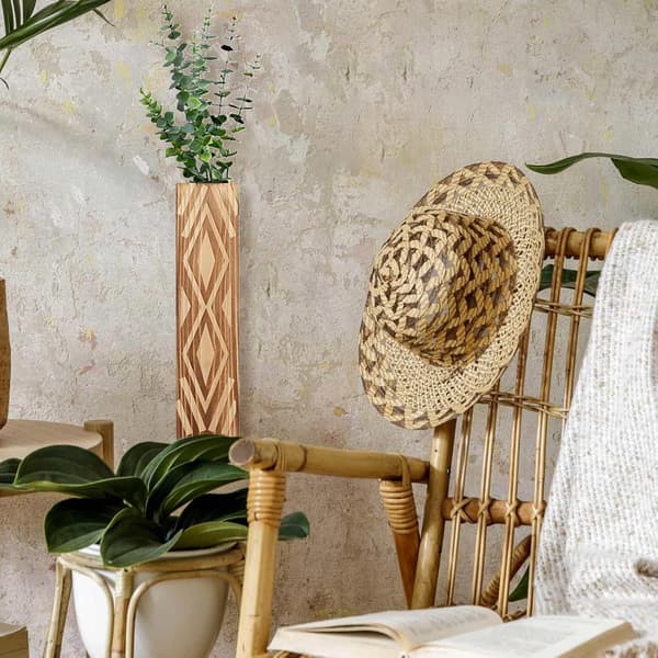 Väggvaser i trä, set om 3 - Rustika Boho Torkade Blommor Brun Brown