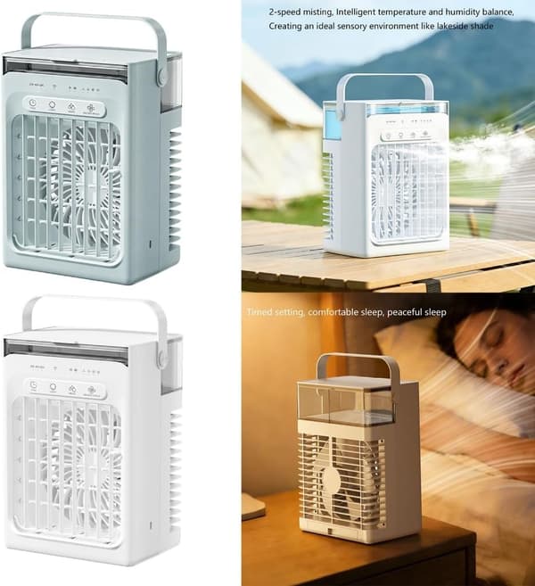 Stille skrivebordsventilator, bærbar USB-køleventilator med 4 hastighedsindstillinger til hjemmet og studenterkollegiet White