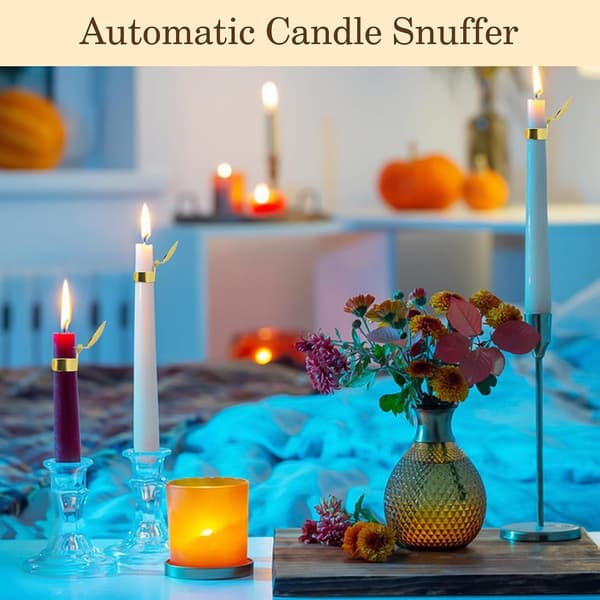 4/8-pack Automatic Candle Snuffer with Metal Clip and Timer, Wick Stop and Flame Retardant for Candles Silver Round-4pcs