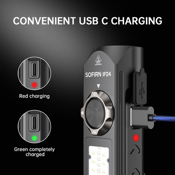 Sofirn IF24 Pro Rechargeable Flashlight, 2000 Lumens, 340m Range, RGB, USB-C, Magnet and 3000 mAh Battery