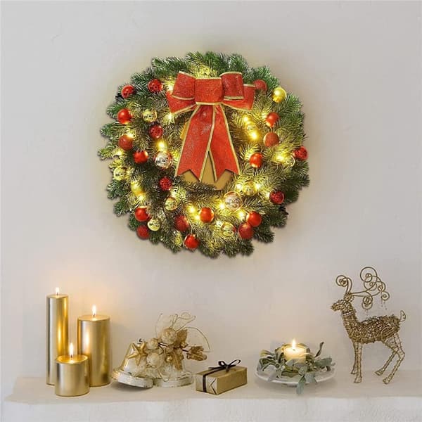 50 cm julkrans batteri LED-slinga - dörrhängande dekor 50cm