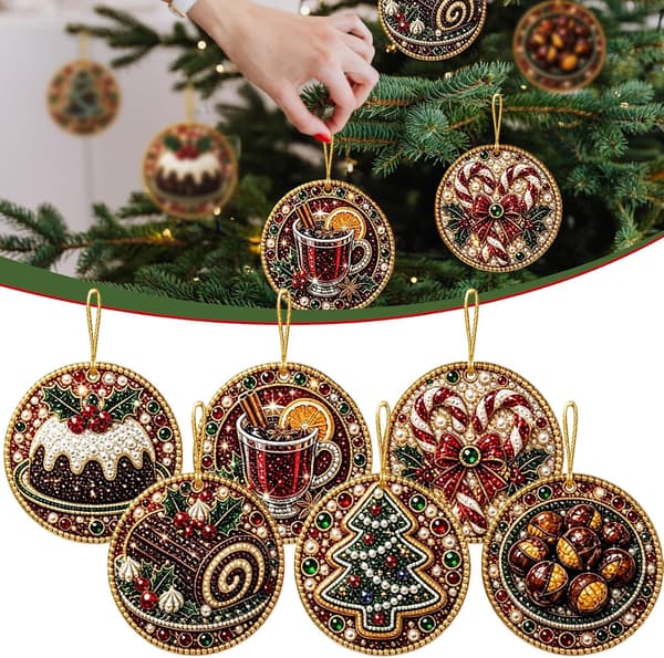 Christmas Pearl 6-Pack DIY Diamond Kit for Adults – Christmas Ornaments, Style 7 Style 7