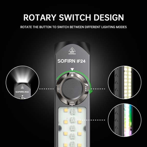 Sofirn IF24 Pro Rechargeable Flashlight, 2000 Lumens, 340m Range, RGB, USB-C, Magnet and 3000 mAh Battery