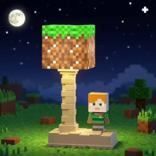 Pixel LED Desk Lamp, 5 Colors and Touch Control, USB Table Lamp for Gaming, Bedside Table and Decorative Mood Lighting Brown
