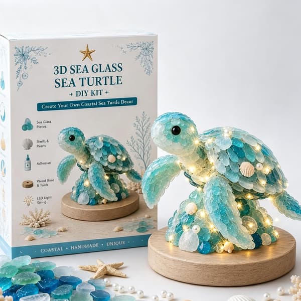 3D Havsglas Julgran Kit C - LED Träbas DIY Julpyssel Style 3