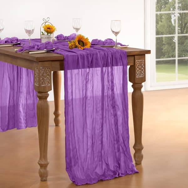 Bordløbere Sæt med 4 - Mørk Lilla Muslin 17x108in Boho Bryllup Dark purple