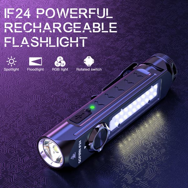 Sofirn IF24 Pro Rechargeable Flashlight, 2000 Lumens, 340m Range, RGB, USB-C, Magnet and 3000 mAh Battery