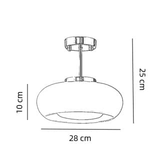 12W Krom Taklampe, Ø28cm, Mid-Century Moderne Nordisk Design, Flush Mount Brown