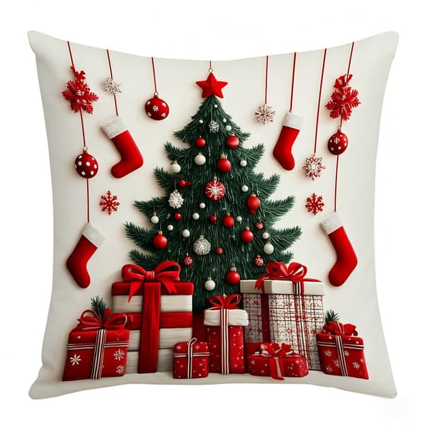 4-pak dekorative julepudebetræk 45x45 cm, vintermotiver til sofa, lænestol og stuedekoration