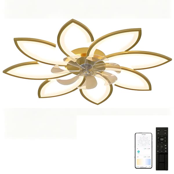 Dimmbar LED Takvifte, Ø90cm, 3 Lysfarger, Fjernkontroll & Appstyring, 6 Hastigheter, Timer Gold