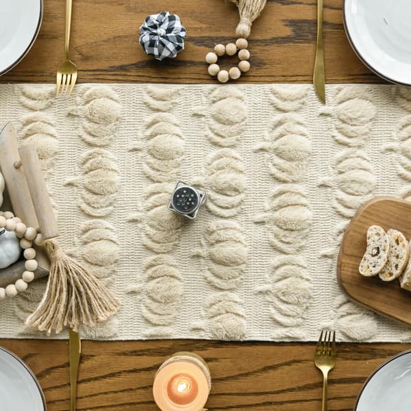 Fuskpäls Pumpa Löpare Benvit 33x183 - Höst Bordsdekoration Beige