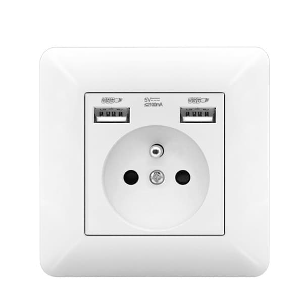 1/2/4-pack Wall Socket Dual USB + AC 110–250V – Fast Charging 5V/2.1A for Phone and Tablet 1pc