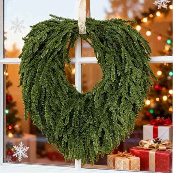 Norfolk Pine Julkrans 60cm - Realistisk Dörr Vägg Fönster Style 1