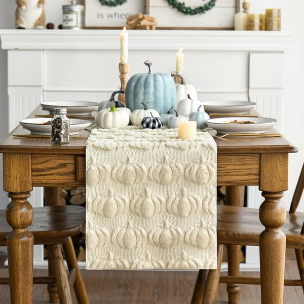 Fuskpäls Pumpa Löpare Benvit 33x183 - Höst Bordsdekoration Beige