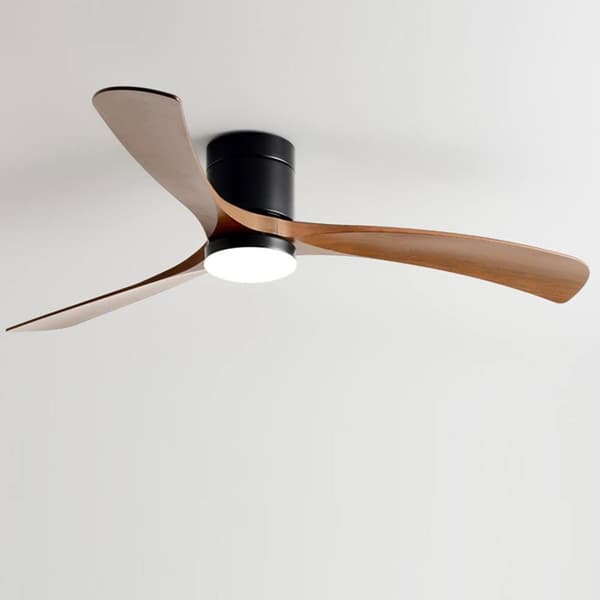 Ceiling fan with light 96/116 cm, 6 speeds, remote control, low profile and reversible DC motor, ABS blades Black & Walnut 96cm-Dual Control+3 Light Colors