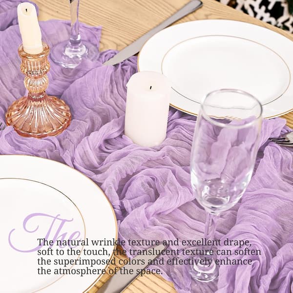 Bordløbere Sæt med 4 - Lys Violet Muslin 17x108in Boho Bryllup Light purple
