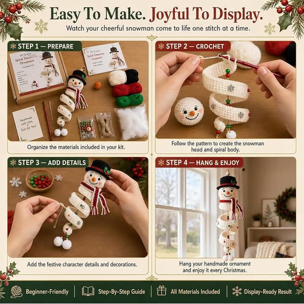 4-pack virk-kit snögubbe spiral DIY – 3D-hänge jul, stil 1 Style 21