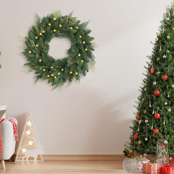 40 cm Forhåndsbelyst Sypresskrans - Batteri LED Timer Dør Vegg 40cm