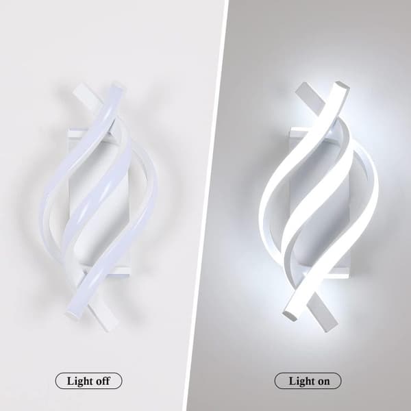 2-pack LED-vägglampor spiral, modern väggbelysning 6000K i aluminium