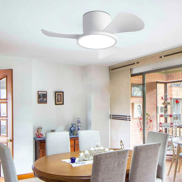 Ceiling fan with LED lighting 76 cm, 40 W, remote control, wall switch, 6 speeds and 3 ABS blades, for bedroom Black & Walnut 76cm-Remote Control