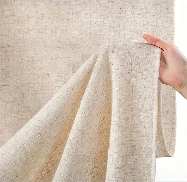 Linned Slub Bruseforhæng 183x183 - 12 Plastikkroge til Badekar 183*183cm