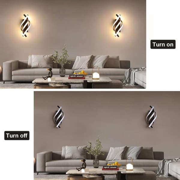 2-pack LED vägglampor spiral, modern inomhusbelysning 3000K aluminium