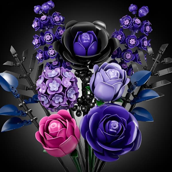Violet Rose Bouquet Building Set - Botany, Artificial Flowers, Home Decor Style 3