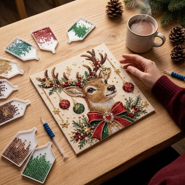 Jule-diamantperlesett DIY for voksne – juleveggkunst, stil 3 Style 3