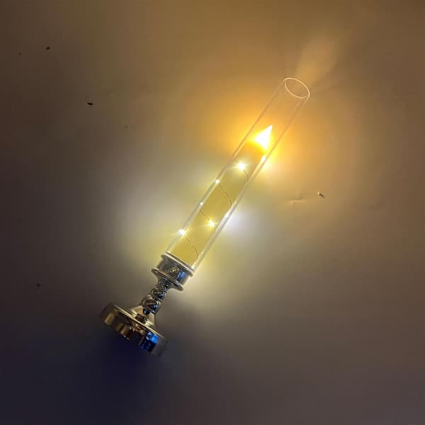 4-pak LED-lys 25,5 cm med holdere - flimrende sølv til jul, halloween, bryllup Silver Without remote control