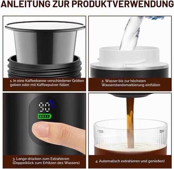 Genopladelig 3-i-1 Espresso - Multi-Kapsel Camping Grå Gray