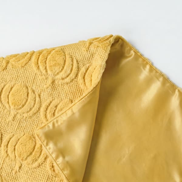 Faux Fur Græskar Bordløber Gul 33x183 - Efterårs Bordpynt Yellow