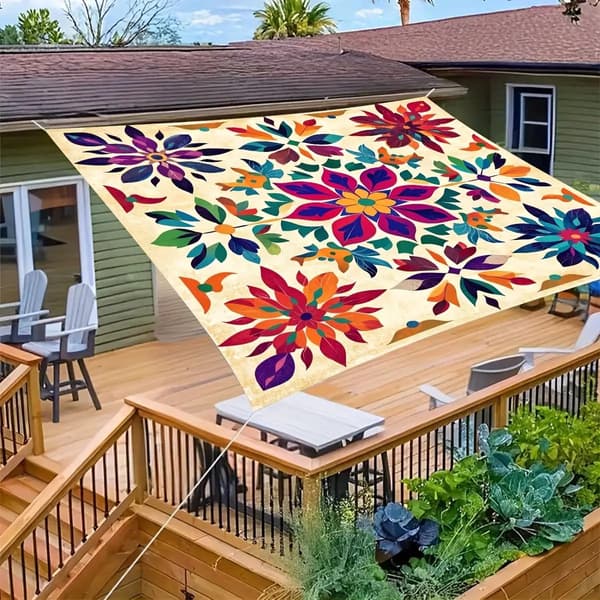 Boho Mandala Solskyddsduk - UV-skydd Utomhuskapell för Strand, Uteplats, Camping, Bakgård (Stolpar ingår ej)