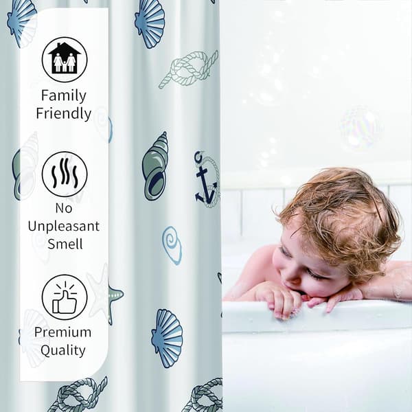 Duschdraperi Snäckskal 180x200 - Vattentät Polyester 12 Krokar Maskintvätt Style 2