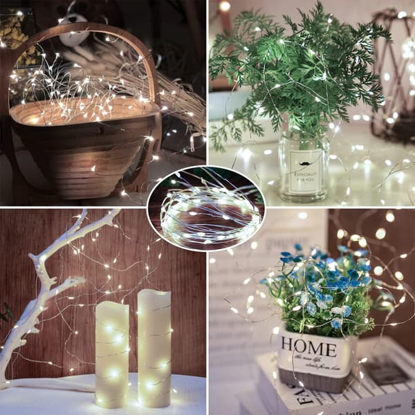 10M Uppladdningsbar LED-slinga 1-pack - Kallvit Timer Glittrande för julbröllop White 1 PC-10 meters
