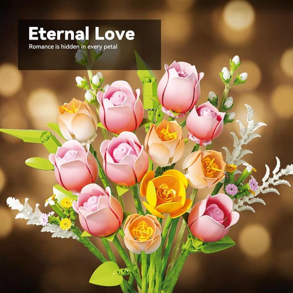 Byggset tulpan rosor 612 delar – konstblommor vuxenkit Style 6