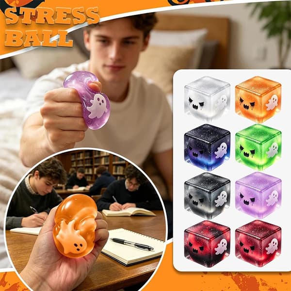 Spökkub Squishy Leksak, Halloween Transparent Långsam Återhämtning Dekompressionsblock style 7