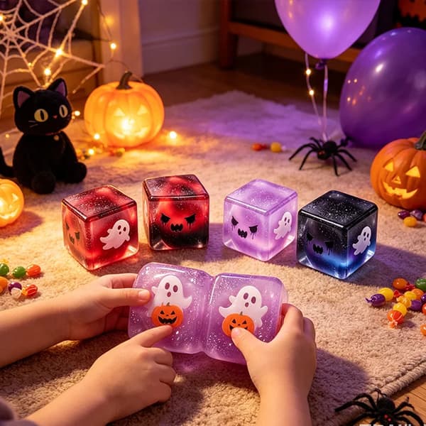Spökkub Squishy Leksak, Halloween Transparent Långsam Återhämtning Dekompressionsblock style 2