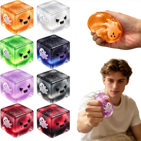 Spökkub Squishy Leksak, Halloween Transparent Långsam Återhämtning Dekompressionsblock style 4