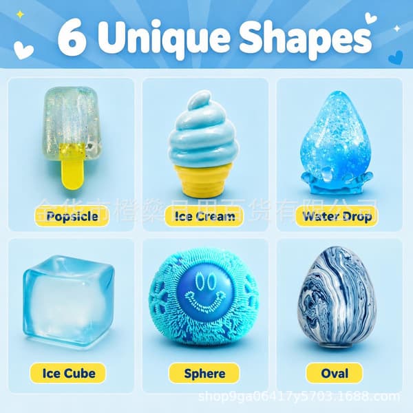 6 st Maltos Squishy Leksaks Blindlåda Set blue